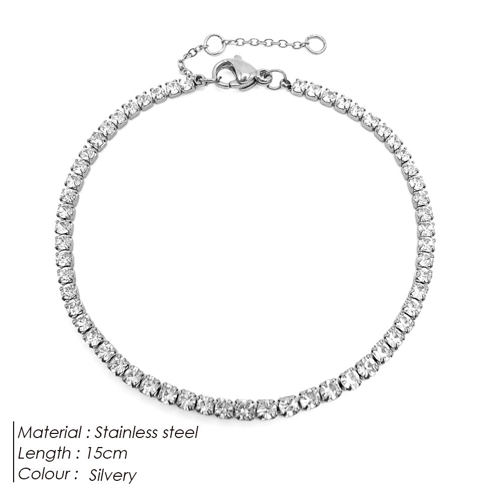 Fashion Single Row Diamond Bracelet Round Zircon Tennis
