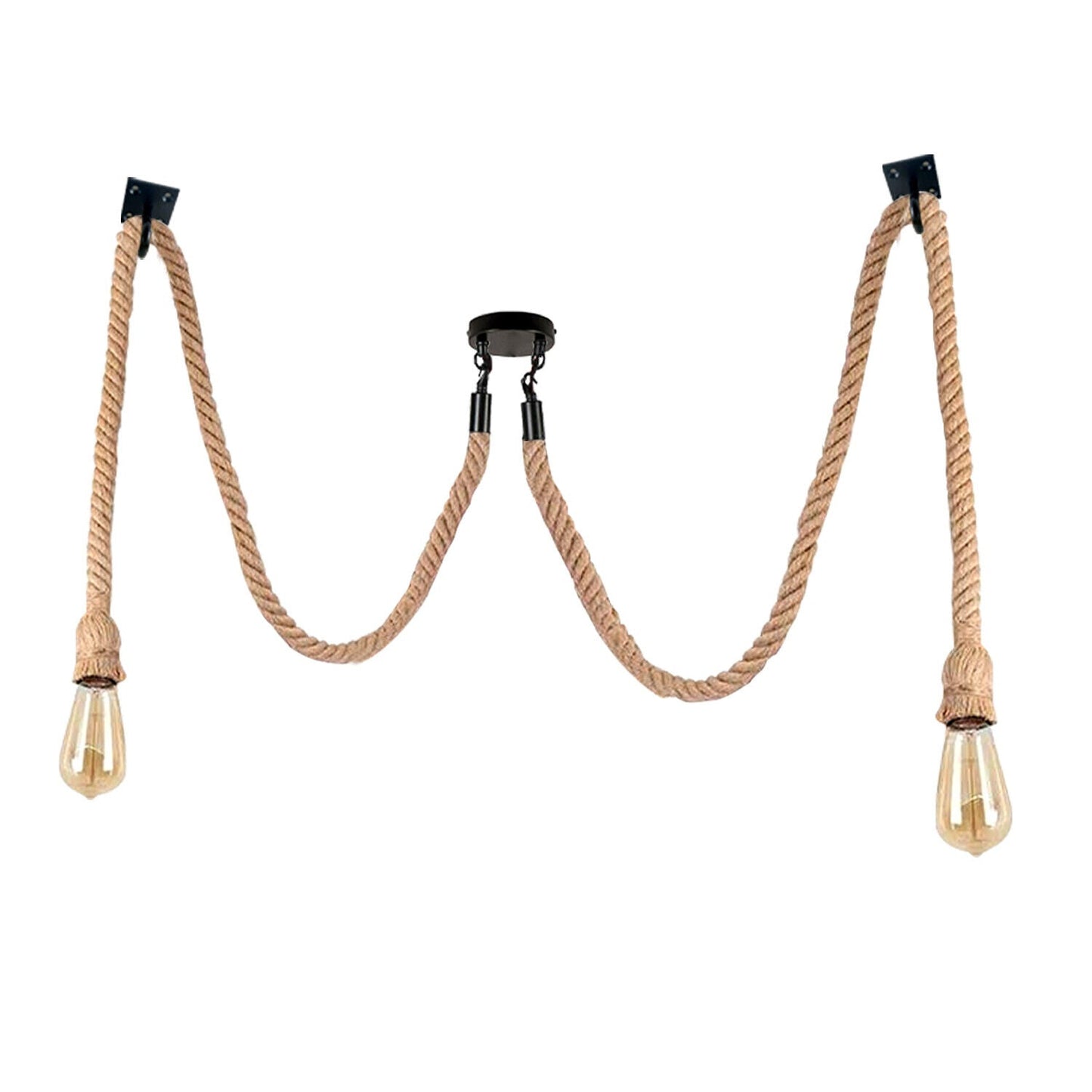 Retro Vintage Hemp Rope Ceiling Light Multi Outlet ~ 3705