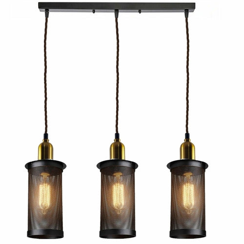 Industrial Vintage Retro Metal 3 Head Pendant Ceiling Lampshade