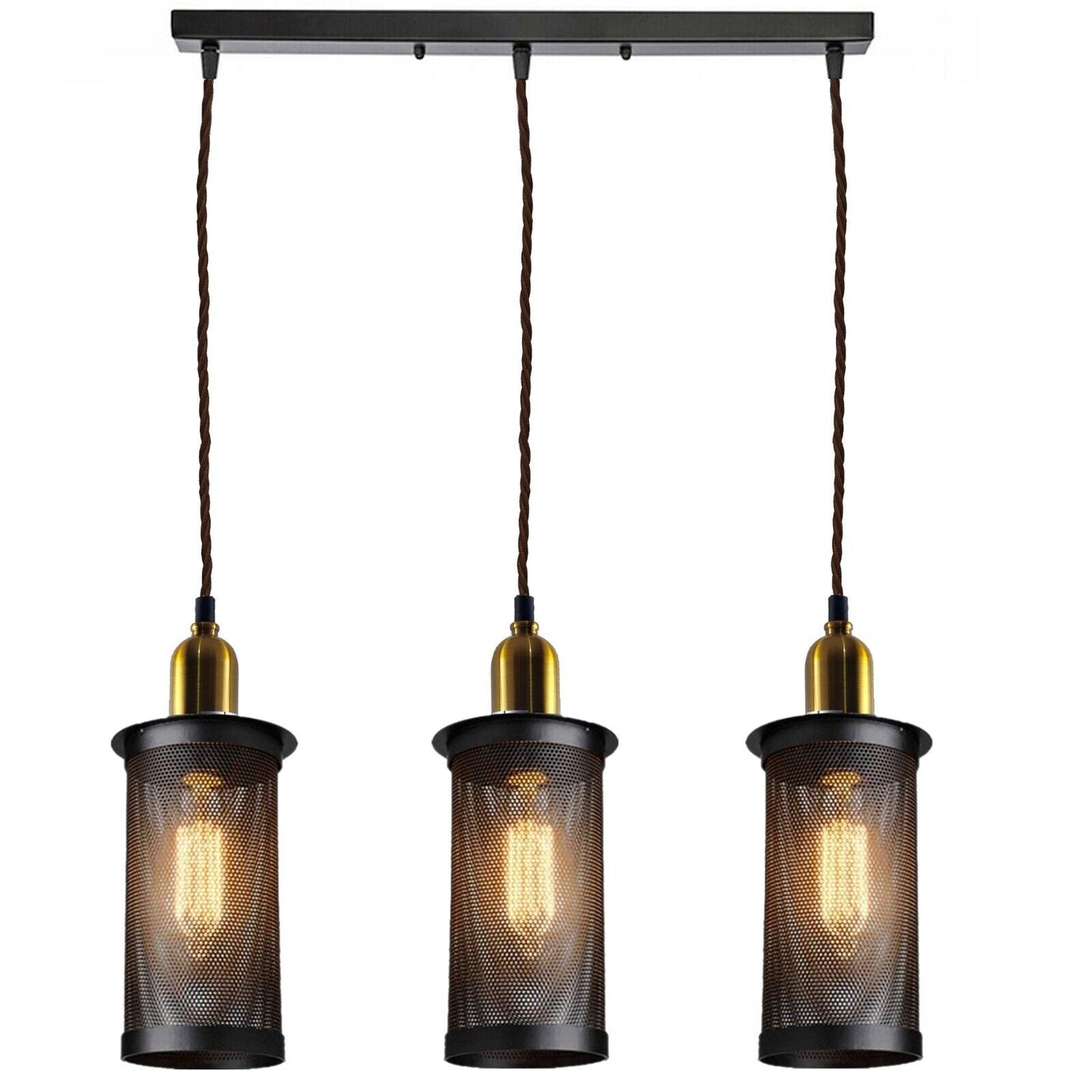 Industrial Vintage Retro Metal 3 Head Pendant Ceiling Lampshade