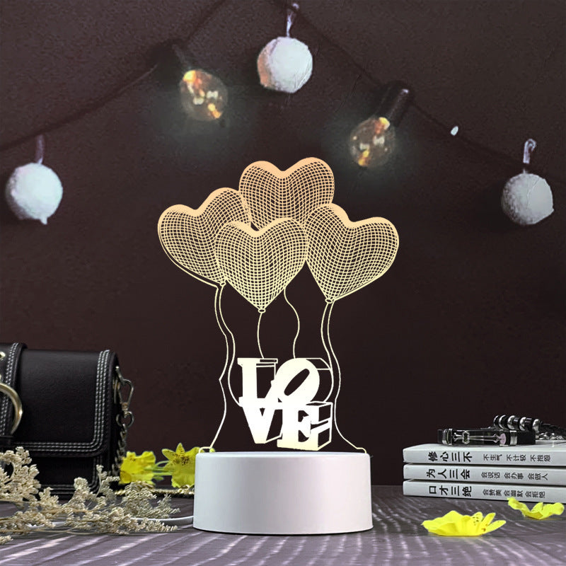 3D Night Light Three-Dimensional Creative Plug-In Cartoon Jellyfish Usb Table Lamp Acrylic Diy Custom Activities Student Gifts