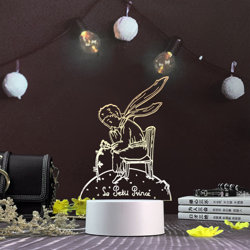 3D Night Light Three-Dimensional Creative Plug-In Cartoon Jellyfish Usb Table Lamp Acrylic Diy Custom Activities Student Gifts