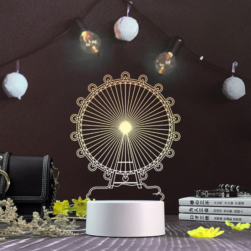 3D Night Light Three-Dimensional Creative Plug-In Cartoon Jellyfish Usb Table Lamp Acrylic Diy Custom Activities Student Gifts