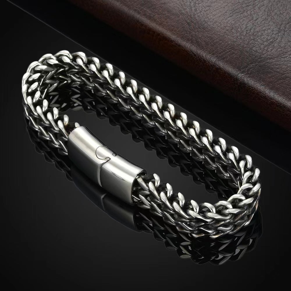 Hip Hop Stainless Steel Front And Back Men's Bracelet Simple