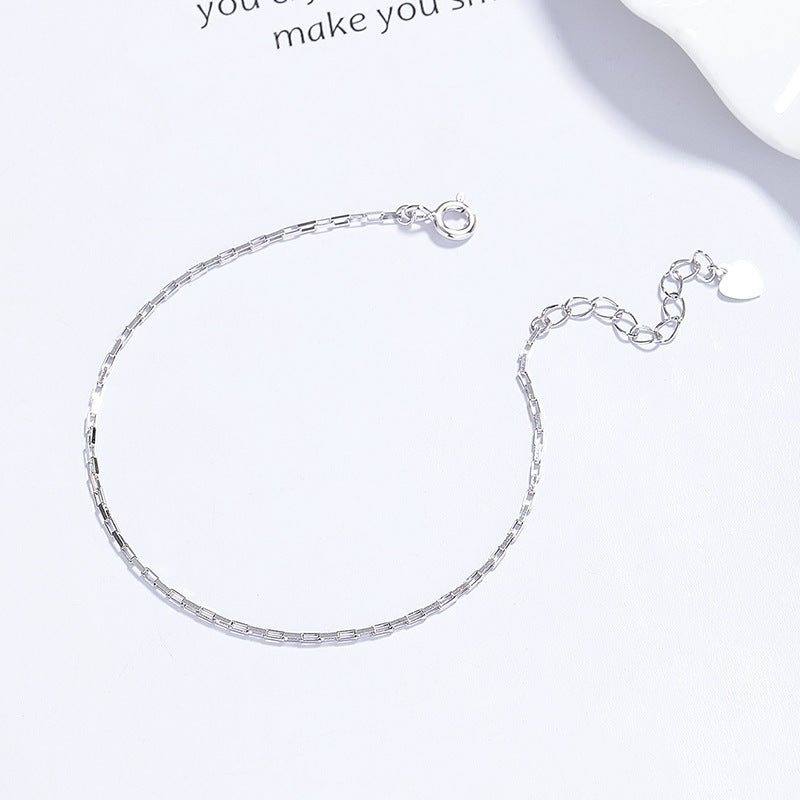 925 Sterling Silver Square Buckle Bracelet For Women Summer