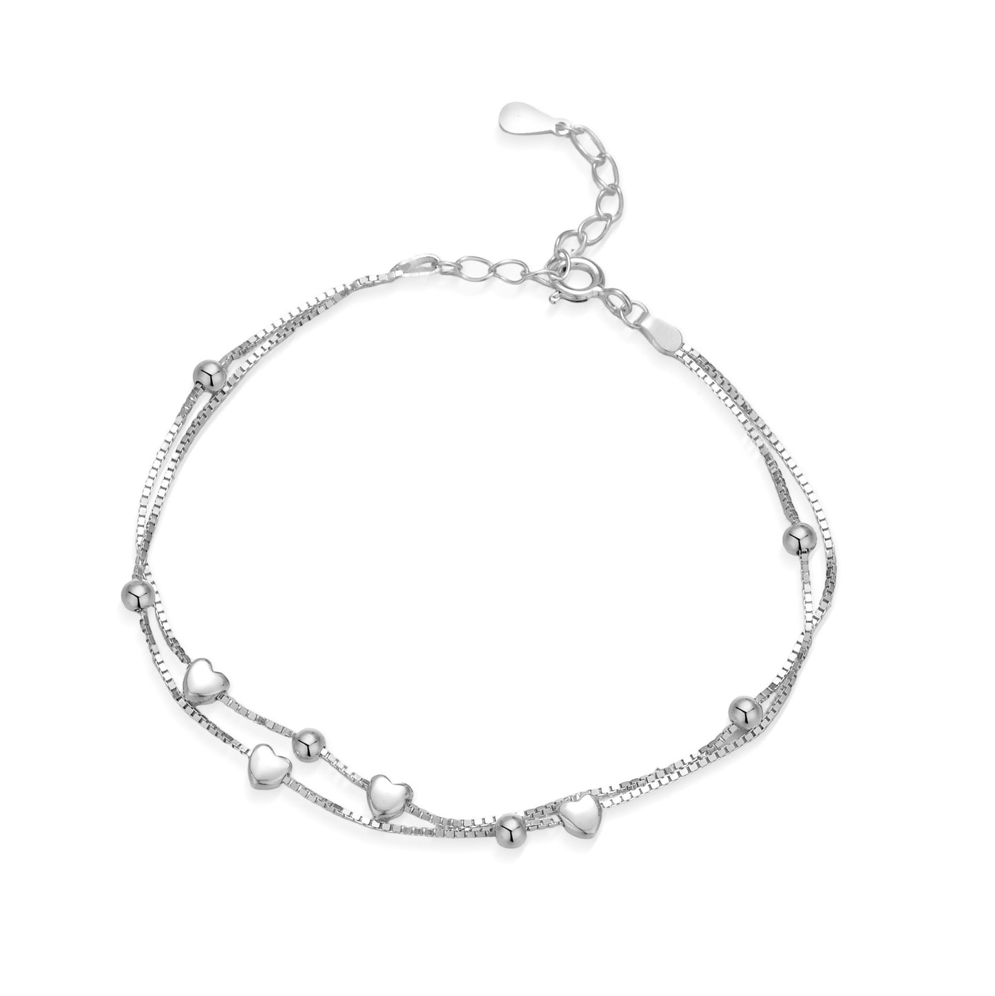 Double-layer Design Round Beads Hollow Heart-shaped High-grade Bracelet