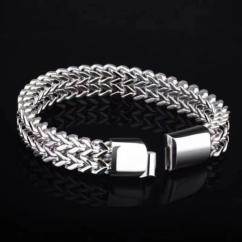 Hip Hop Stainless Steel Front And Back Men's Bracelet Simple