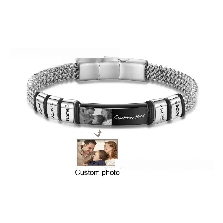 New Men's Lettering Bracelet Stainless Steel Leather Rope