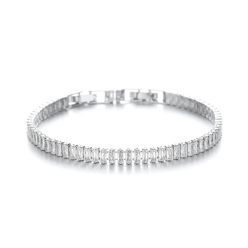 European And American Simple Rectangular Affordable Luxury Style Full Diamond Fashion All-match Bracelet