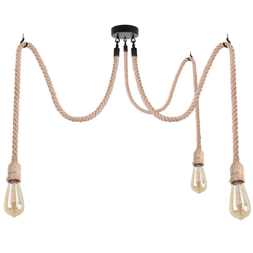 Retro Vintage Hemp Rope Ceiling Light Multi Outlet ~ 3705
