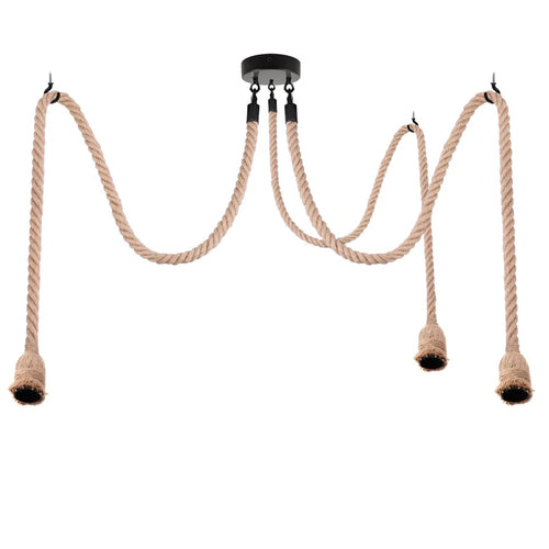 Retro Vintage Hemp Rope Ceiling Light Multi Outlet ~ 3705