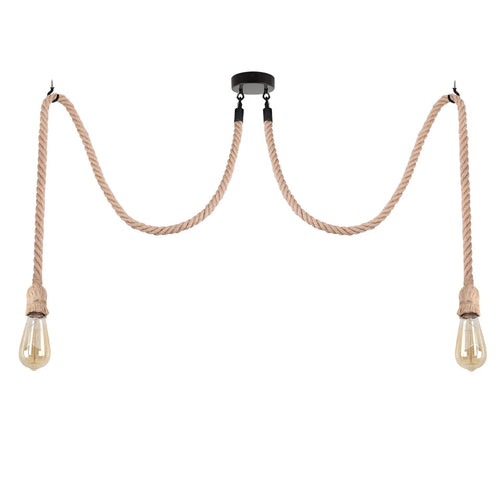 Retro Vintage Hemp Rope Ceiling Light Multi Outlet ~ 3705