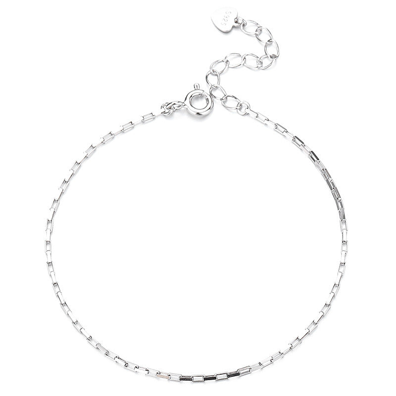 925 Sterling Silver Square Buckle Bracelet For Women Summer