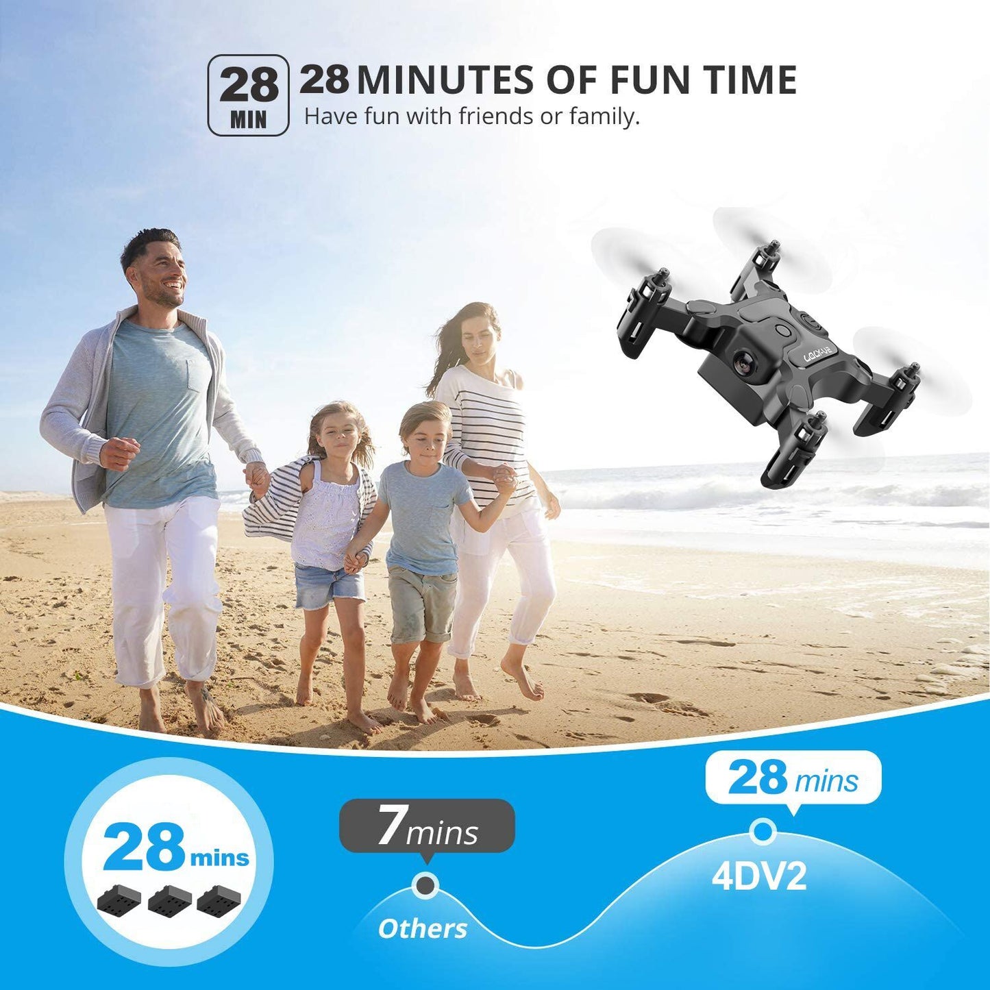 DE 4DRC V2 Mini Drone Selfie WIFI FPV With HD Camera Foldable Arm RC Quadcopter Toy