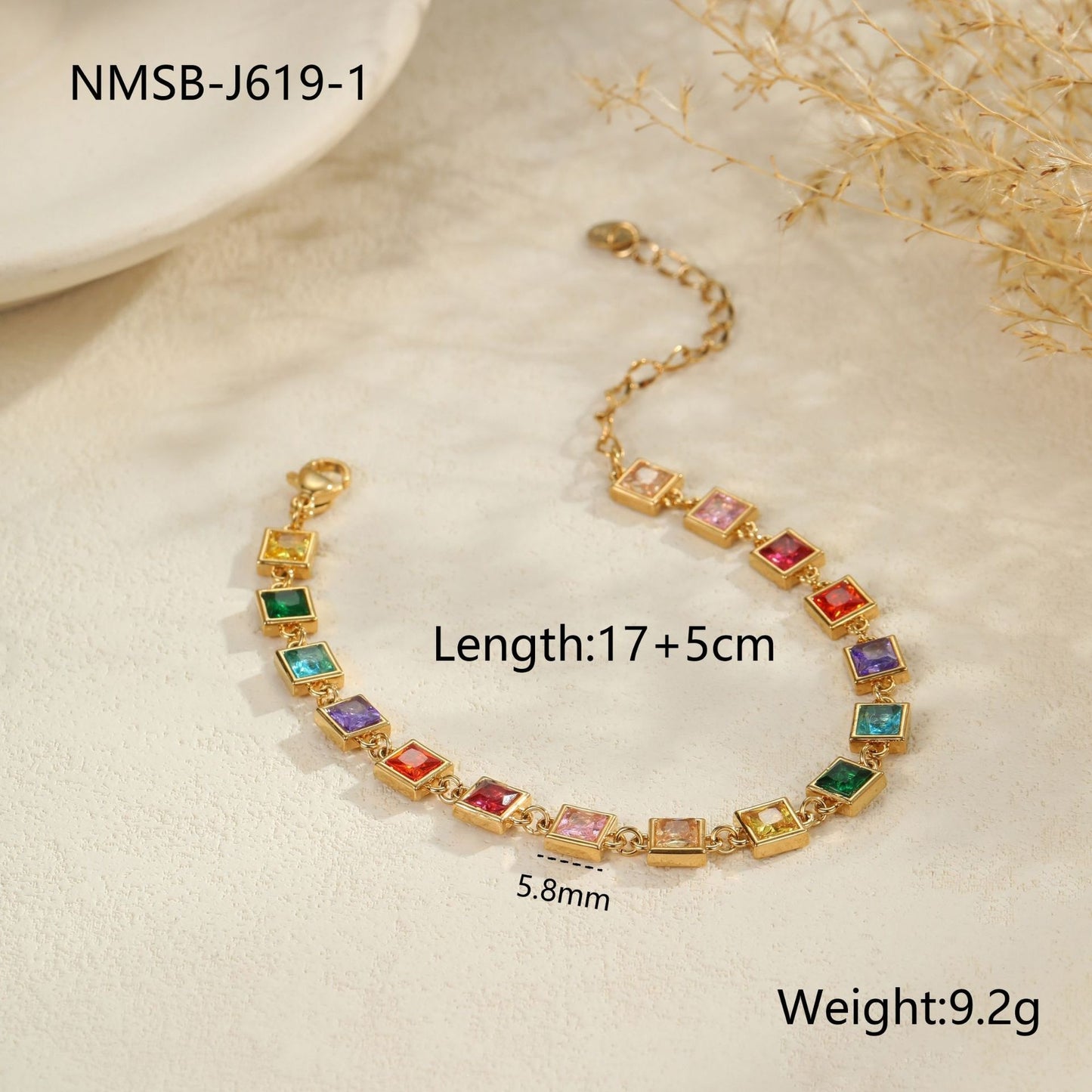 Color Zircon Stainless Steel Bracelet