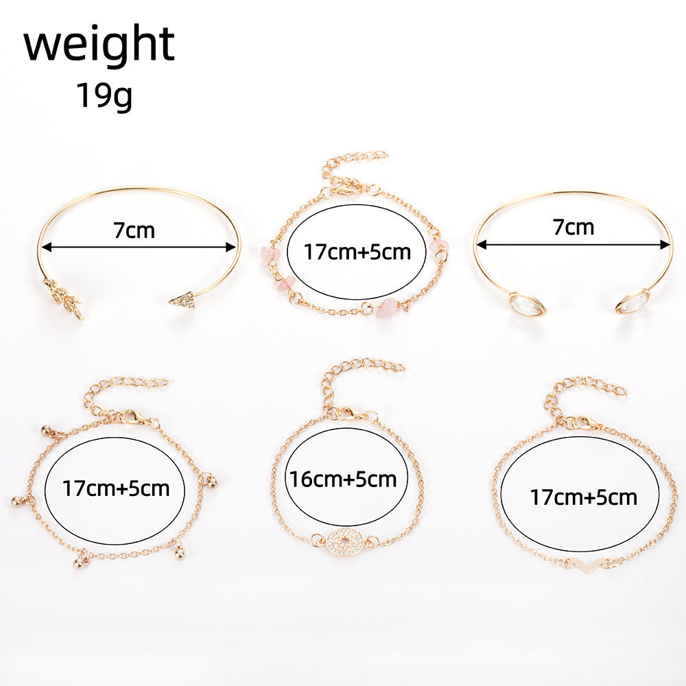 European And American Fashionable Golden Spot Drill Arrow-shaped Water Drop-shaped V-shaped 6 Pieces Suit